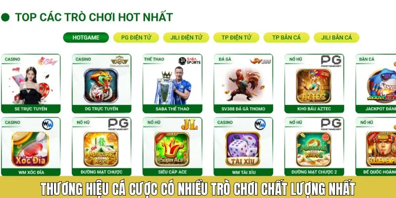 Thương hiệu cá cược có nhiều trò chơi chất lượng nhất